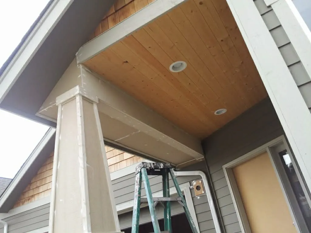 Cedar Porch with Recessed Lights